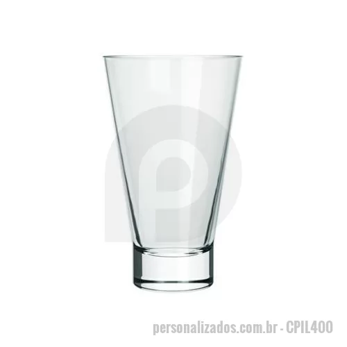 Copo personalizado - Copo de vidro personalizado no modelo Ilha Bela grande é um dos brindes personalizados mais elegantes que temos em nosso site, pelo formato e tamanho.