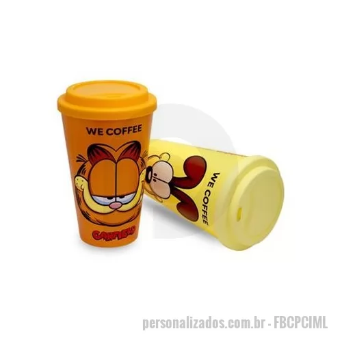 Copo personalizado - Copo para café personalizado com in mold label é um brinde personalizado que oferece uma personalização sem limite de cores.