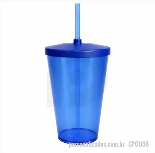 Copo personalizado - Copo com capacidade de 750 ml produzido em poliestireno, com peso de 74 gramas, altura de 15,0 cm, diâmetro da boca de 9,5 cm e base de 7,1 cm, acompanhado de tampa e canudo que garantem maior praticidade no consumo e transporte de bebidas. Sua estru