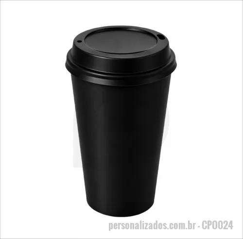Copo personalizado - Copo com capacidade de 550 ml produzido em polipropileno, com peso aproximado de 50 gramas, altura de 14,5 cm, diâmetro da boca de 8,7 cm e base de 6,3 cm, acompanhado de tampa estilo MUG que auxilia na vedação e no controle do fluxo ao consumir bebi