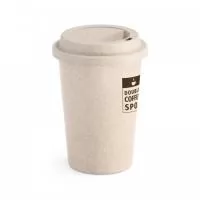 Copo de viagem em fibra de bambu (50%) e PP (50%) com tampa. Capacidade até 450 ml. Food grade. ø93 x 134 mm