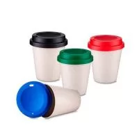 Copo Ecologico com Tampa Personalizado, Com capacidade de 350 ml o copo ecológico com tampa personalizado é fabricado com fibra de arroz e tampa em PP. Produto sustentável é o brinde para divulgar marca sua em eventos e ações de marketing