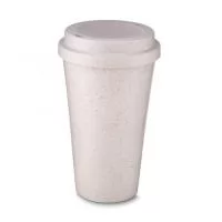 Copo fibra de arroz 550ml com tampa de bocal.  Altura :  16,1 cm  Largura :  9,3 cm  Circunferência :  27,4 cm  Medidas aproximadas para gravação (CxL):  12 cm x 5 cm  Peso aproximado (g):  86