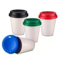 Copo fibra de arroz 350ml com tampa plástica de bocal.  Altura :  11 cm  Largura :  9,3 cm  Circunferência :  26,1 cm  Medidas aproximadas para gravação (CxL):  9 cm x 6 cm  Peso aproximado (g):  60