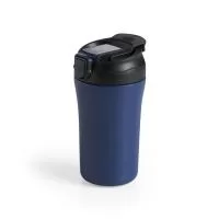 Copo com capacidade de 450ml, produzido em aço inox com estrutura de parede dupla e base emborrachada antiderrapante, que favorece maior estabilidade durante o uso. A tampa rosqueável apresenta abertura no bocal para beber diretamente e sistema inter