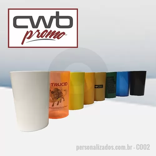 Copo Plástico personalizado - PRODUTO: Copo Multiuso Pequeno MEDIDAS: 11,7 cm de altura x 7,9 cm de diâmetro x 6,0 cm de base CAPACIDADE: 400 ml MATERIAL: Polipropileno ou PS Cristal PERSONALIZAÇÃO: Silk ou transfer CORES: Diversas