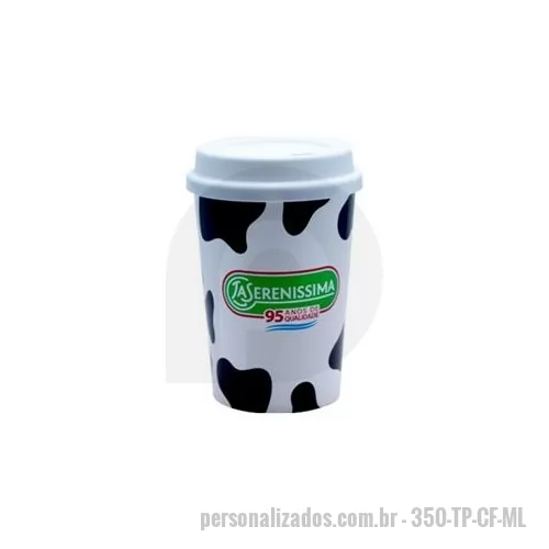 Copo Plástico personalizado - copo plástico pp 350 ml com tampa de café em mold label
