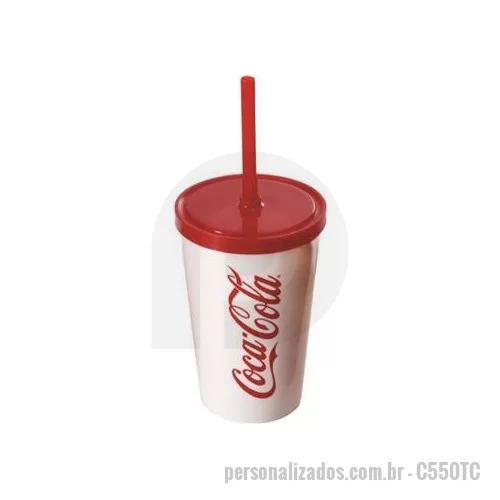 Copo Plástico personalizado - Copo plástico personalizado com tampa e canudo e em seu tamanho mais procurado de 550 ml é o brinde personalizado que vai fazer volume nos eventos.