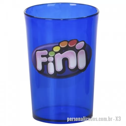 Copo Plástico personalizado - Copo 350ml, Material PS Cristal, Tamanho: 11,2 x 7,5 cm (diâmetro)