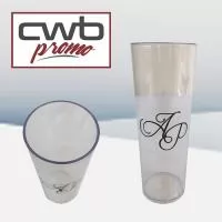 PRODUTO: Copo Long Drink MEDIDAS: 15,5 cm de altura x 6,0 cm de diâmetro x 5,2 cm de base CAPACIDADE: 330 ml MATERIAL: Polipropileno PERSONALIZAÇÃO: Silk ou transfer CORES: Diversas