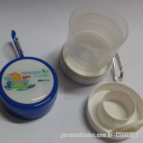 Copo sanfonado personalizado - Copo Sanfona com porta-comprimido, em plástico PP