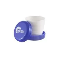 Copo sanfonado personalizado com ampla área de personalização na tampa é um dos brinde personalizados da linha plástica de maior procura.