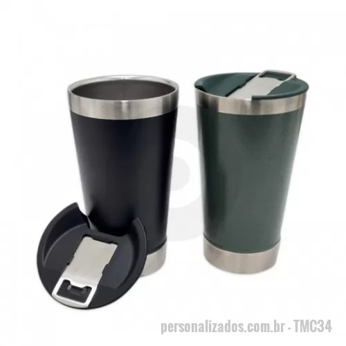 Copo térmico personalizado - COPO TÉRMICO INOX 500ML COM TAMPA E ABRIDOR. MATERIAL LIVRE DE BPA