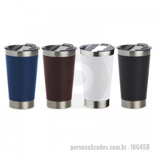Copo térmico personalizado - Copo térmico de inox com capacidade 500ml, material livre de BPA. Contém tampa com abridor.