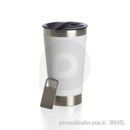 Copo térmico personalizado - Copo térmico de inox com acabamento liso e capacidade 500ml, material livre de BPA. Contém tampa com abridor.