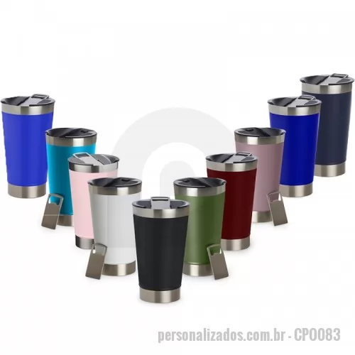 Copo térmico personalizado - Copo Térmico Inox 500ml com tampa e abridor. Material livre de BPA Medidas Produto:  17,1 cm x  9,1 cm x 29,3 cm Circunferência