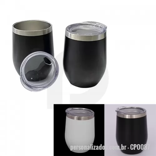 Copo térmico personalizado - Copo 350ml Térmico quente e frio com tampa , formato oval, vedada a vácuo feito de aço Inoxidável. Peso do Pacote: 0.2kg