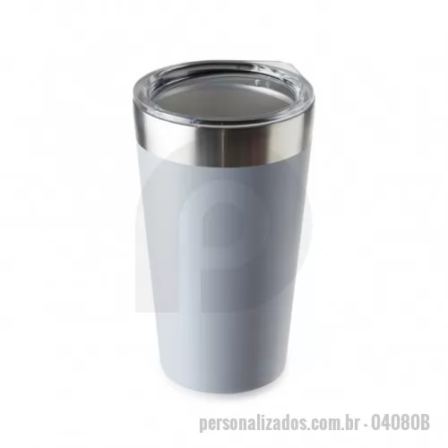 Copo térmico personalizado - Copo térmico com capacidade de 473ml feito em inox com parede dupla, acompanha tampa acrílica de encaixe com bocal.