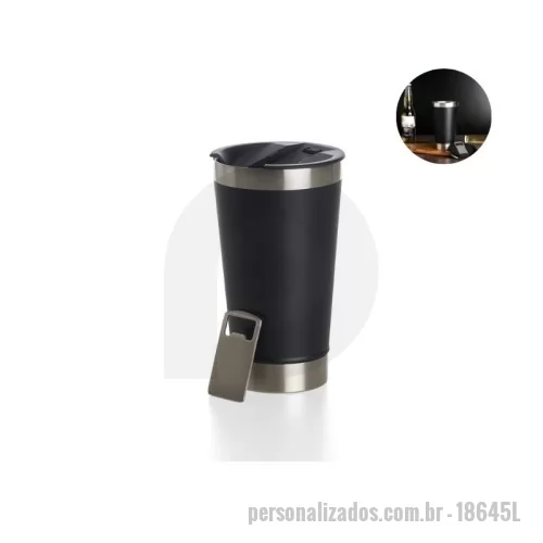Copo térmico personalizado - Copo térmico de inox com acabamento liso e capacidade 500ml, material livre de BPA. Contém tampa com abridor. Altura : 17,1 cm /  Largura : 9,1 cm  / Circunferência : 29,3 cm Medidas aproximadas para gravação (CxL): 12 cm x 6 cm