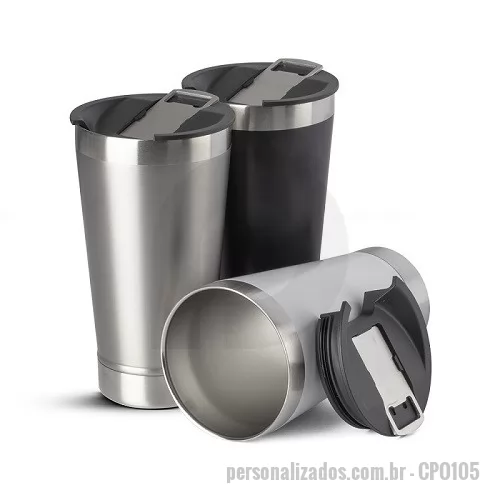 Copo térmico personalizado - Copo Térmico Parede Dupla com Tampa e Abridor