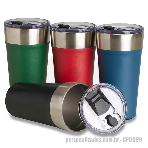 Copo térmico personalizado - Copo Térmico com Tampa,  Abridor e Canudo