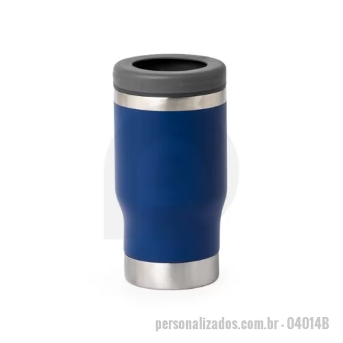 Copo térmico personalizado - Copo térmico multiuso com parede dupla em inox, capacidade de 380ml. Pode ser utilizado como copo, porta long neck ou porta lata. Detalhe em inox na parte superior e ainda contém abridor de garrafa na parte inferior do copo. cores disponíveis: Azul, Branco, Laranja e Preto.