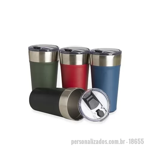 Copo térmico personalizado - Copo térmico com canudo de capacidade para 500ml . Feito em inox 18/8 e livre de BPA. Possui abridor de garrafas acoplado em sua base. Acompanha canudo e tampa de plástico