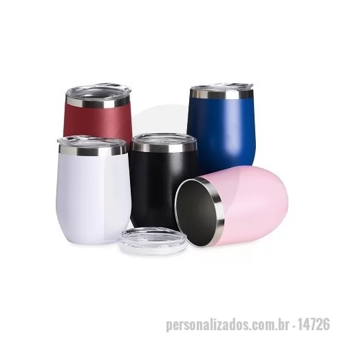 Copo térmico personalizado - Copo térmico de capacidade de 320ml, feito em inox, com parede dupla e tampa plástica (livre de BPA) com bocal para um consumo mais rápido e prático