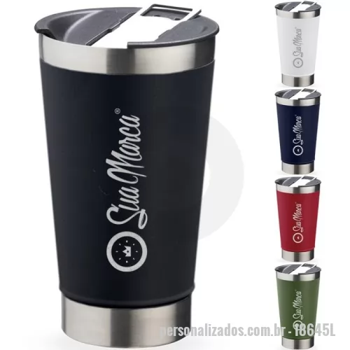 Copo térmico personalizado - Mantenha sua bebida sempre na temperatura ideal com este copo térmico personalizado de 500ml em aço inox, super resistente e livre de BPA. Seu design exclusivo conta com tampa multifuncional, incluindo abridor de garrafas, tornando-o perfeito para qualquer ocasião! Seja para café quente ou aquela cerveja gelada, este copo é a escolha ideal.