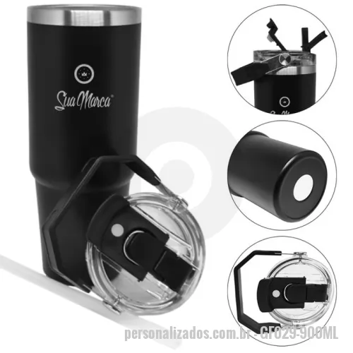 Copo térmico personalizado - Desfrute de bebidas sempre na temperatura ideal com o copo térmico personalizado de 900ml. Produzido em aço inox 304 premium, este copo conta com parede dupla isolada a vácuo, garantindo máxima eficiência térmica por horas. Seja para manter sua bebida quente ou gelada, ele é a escolha perfeita para o dia a dia, viagens e momentos especiais. Durabilidade, sofisticação e desempenho incomparável em um único produto!