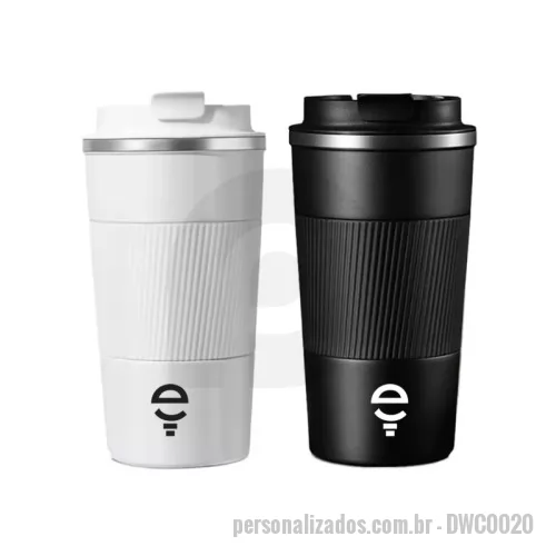 Copo térmico personalizado - Copo térmico com capacidade de 480ml, em inox resistente. Possui tampa com rosca segura e pega em silicone que proporciona mais conforto e praticidade no manuseio. Durável e elegante, a escolha perfeita para todas as ocasiões.