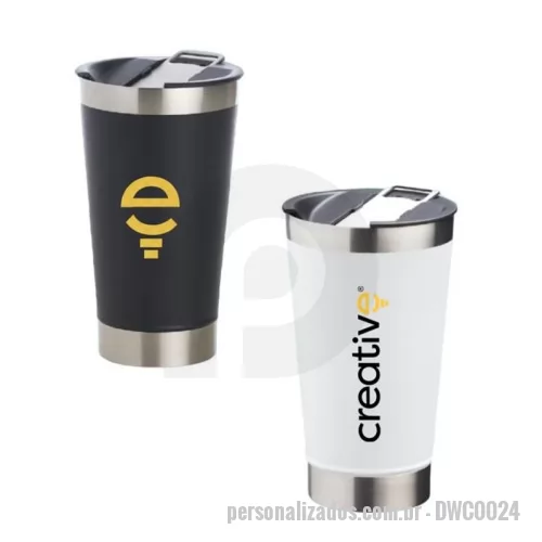 Copo térmico personalizado - Copo térmico em inox com acabamento liso e capacidade de 500ml, fabricado em material livre de BPA, que garante segurança e durabilidade. Possui excelente desempenho térmico e mantém bebidas quentes ou frias por horas.  Características: • Corpo em inox; • Capacidade de 500ml; • Tampa com abridor embutido.