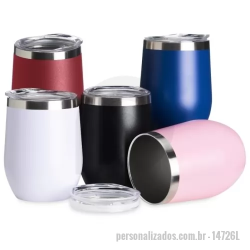 Copo térmico personalizado - Copo térmico Personalizado - 14726L - Copo térmico de capacidade de 320ml, feito em inox, com parede dupla e tampa plástica (livre de BPA) com bocal para um consumo mais rápido e prático. - 179182 - Copo térmico