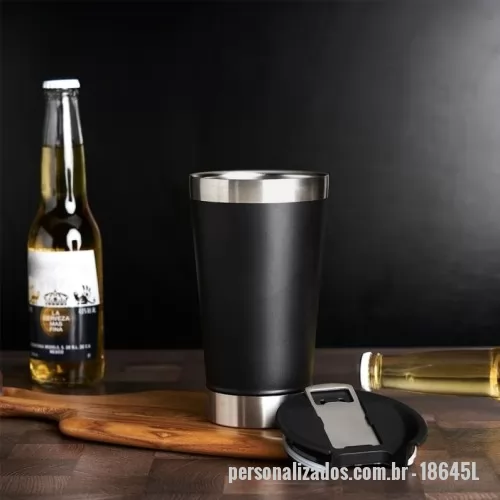 Copo térmico personalizado - Copo térmico Personalizado - 18645L - Copo térmico de inox com acabamento liso e capacidade 500ml, material livre de BPA. Contém tampa com abridor. - 179183 - Copo térmico