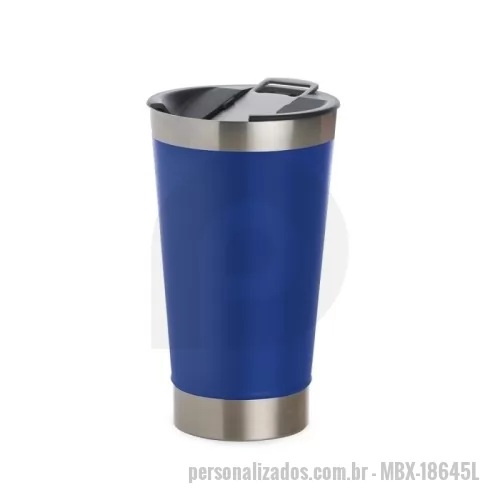Copo térmico personalizado - Copo térmico de inox com acabamento liso e capacidade 500ml, material livre de BPA. Contém tampa com abridor.