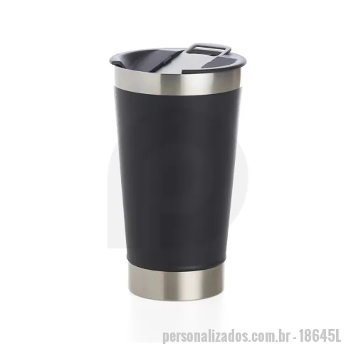 Copo térmico personalizado - Copo térmico Personalizado - 18645L - Copo térmico de inox com acabamento liso e capacidade 500ml, material livre de BPA. Contém tampa com abridor.  Altura: 17,1 cm Largura: 9,1 cm Circunferência: 29,3 cm - 179951 - Copo térmico