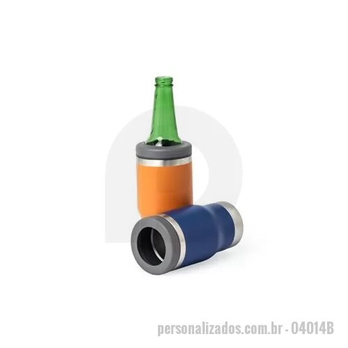 Copo térmico personalizado - Copo térmico multiuso com parede dupla em inox, capacidade de 380 ml. Pode ser utilizado como copo, porta long neck ou porta lata. Detalhe em inox na parte superior e ainda contém abridor de garrafa na parte inferior do copo. Altura : 15,2 cm Largura