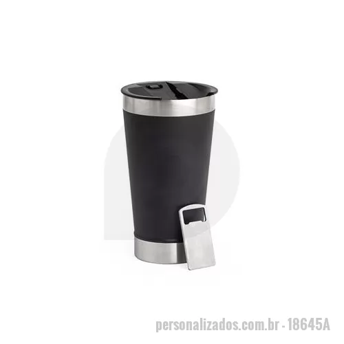 Copo térmico personalizado - Copo térmico inox 500 ml com tampa e abridor, acabamento levemente texturizado. Tampa livre de BPA. Altura : 17,3 cm Largura : 9,6 cm Circunferência : 28,8 cm Tamanho total aproximado CxL : Diâmetro: 8,9 cm Peso aproximado g : 272