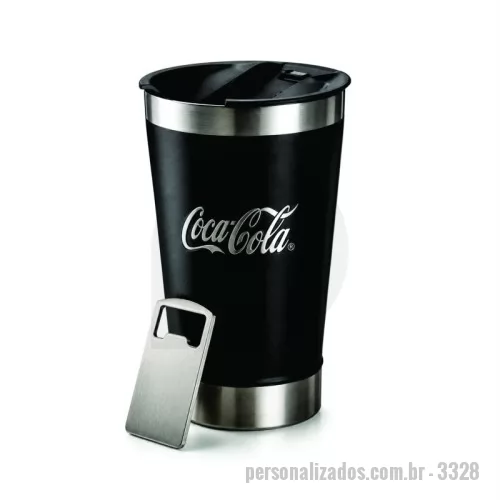 Copo térmico personalizado - Copo térmico Personalizado - 3328 - Copo térmico em aço inox com capacidade de 473ml. Possui tampa com sistema de fechamento e abridor integrado. Produto livre de BPA, ideal para ações promocionais, eventos corporativos, campanhas de marketing e brindes personalizados para empresas. - 182000 - Copo térmico
