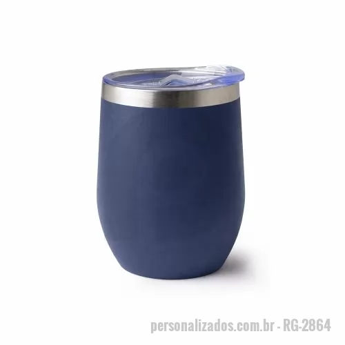 Copo térmico personalizado - Copo térmico 320ml de parede dupla em inox livre de BPA, contém tampa com bocal e trava de segurança.