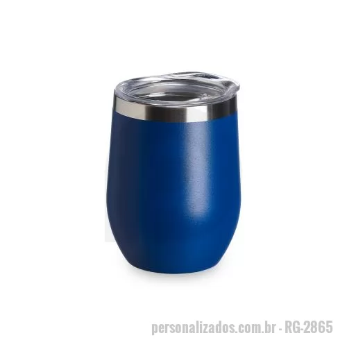 Copo térmico personalizado - Copo térmico de capacidade de 320ml, feito em inox, com parede dupla e tampa plástica (livre de BPA) com bocal para um consumo mais rápido e prático.