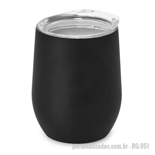 Copo térmico personalizado - Copo de viagem em aço inox, térmico com parede dupla isolada a vácuo e acabamento mate. Preserva bebidas quentes por 6h e frias por 8h.