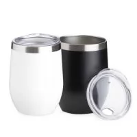 Copo térmico 320ml de parede dupla em inox livre de BPA, contém tampa com bocal.