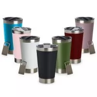 Copo térmico de inox com acabamento liso e capacidade 500ml, material livre de BPA. Contém tampa com abridor.  Altura :  17,1 cm  Largura :  9,1 cm  Circunferência :  29,3 cm