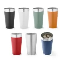 Copo de viagem em aço inox térmico, com parede dupla isolada a vácuo. Capacidade até 540 mL. Ideal para preservar as suas bebidas frias ou quentes. ø85 x 154 mm
