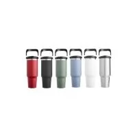 Copo térmico em inox com capacidade de até 1,25 litro. Possui estrutura de parede dupla e tampa plástica rosqueável com vedação a vácuo, o que permite conservar a temperatura de líquidos por mais tempo. Conta ainda com alça para transporte em inox co