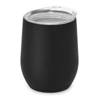 Copo de viagem em aço inox, térmico com parede dupla isolada a vácuo e acabamento mate. Preserva bebidas quentes por 6h e frias por 8h.