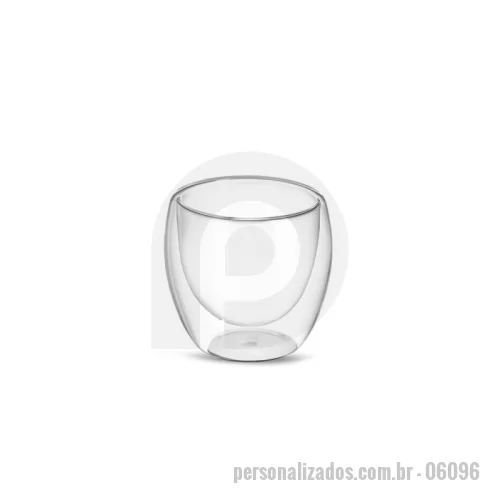 Copo termossensível personalizado - Copo de vidro borossilicato parede dupla com capacidade  para 160ml.