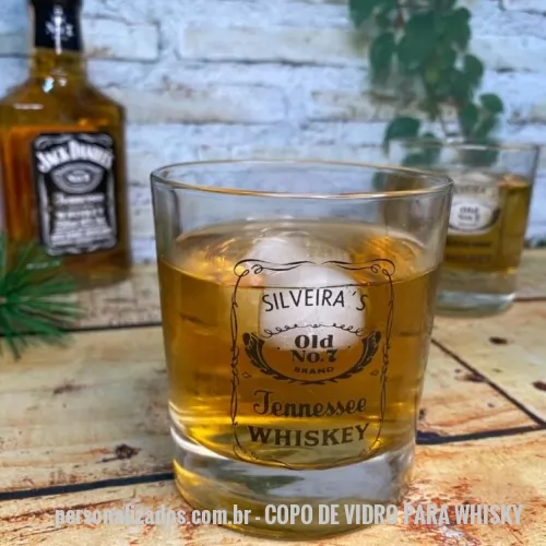 Copo vidro personalizado - Copo de vidro para whisky modelo Atol, 310 ml.