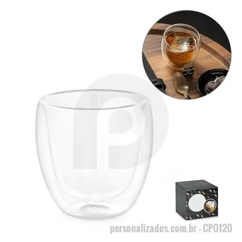 Copo vidro personalizado - Copo Vidro Isotérmico Parede Dupla